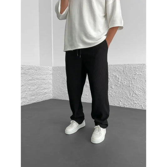 Ribbed relaxed fit broek