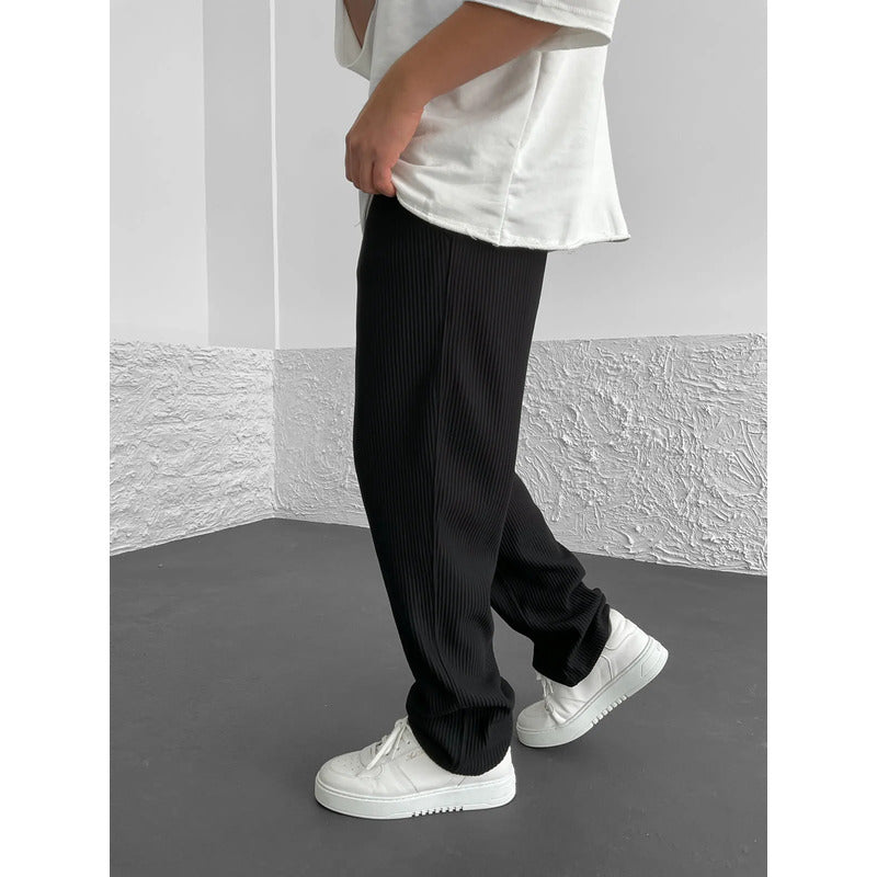 Ribbed relaxed fit broek