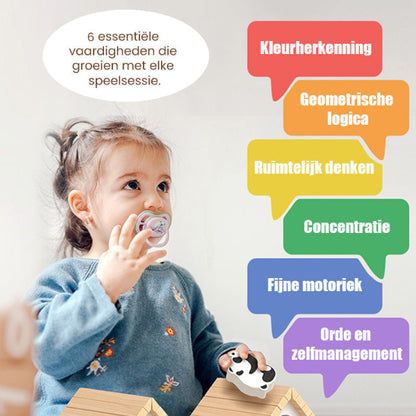 Houten magnetische patroonblokkenpuzzel set🧩