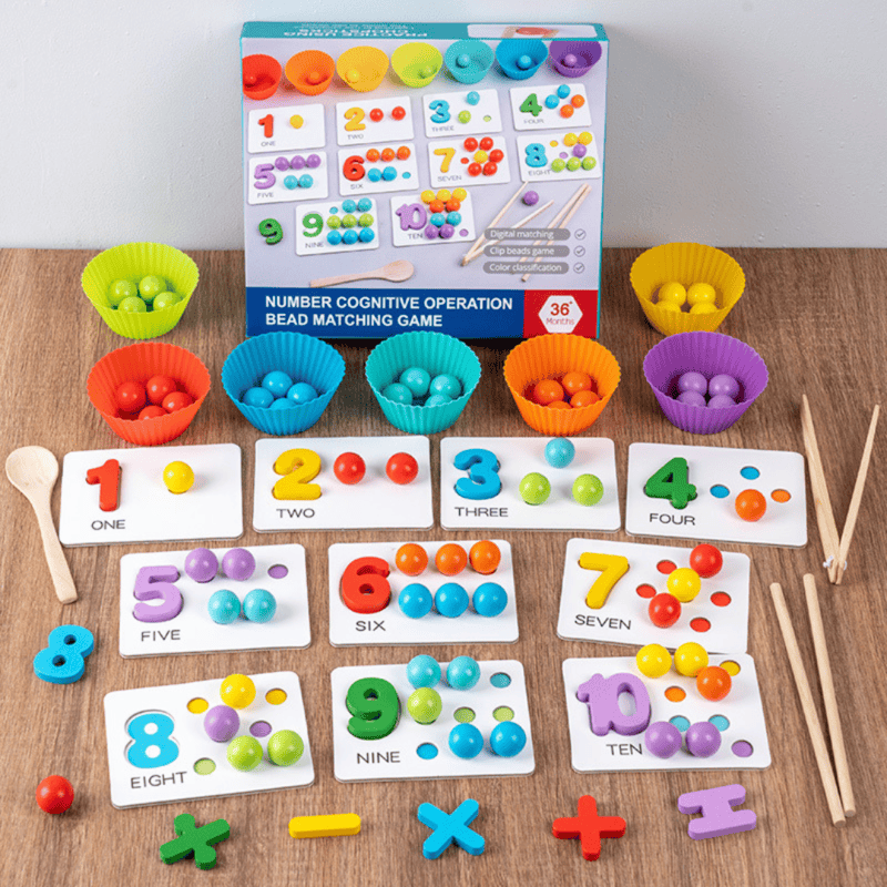 Montessori - nummers op kleur sorteren om te leren tellen