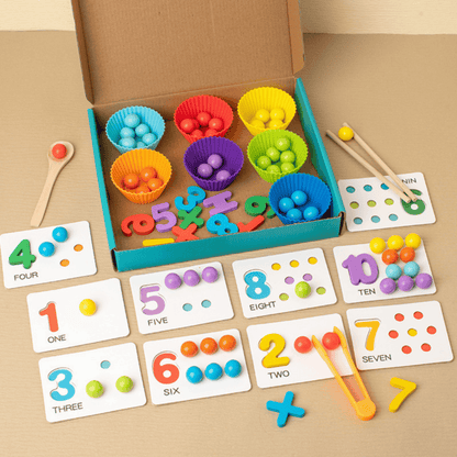 Montessori - nummers op kleur sorteren om te leren tellen