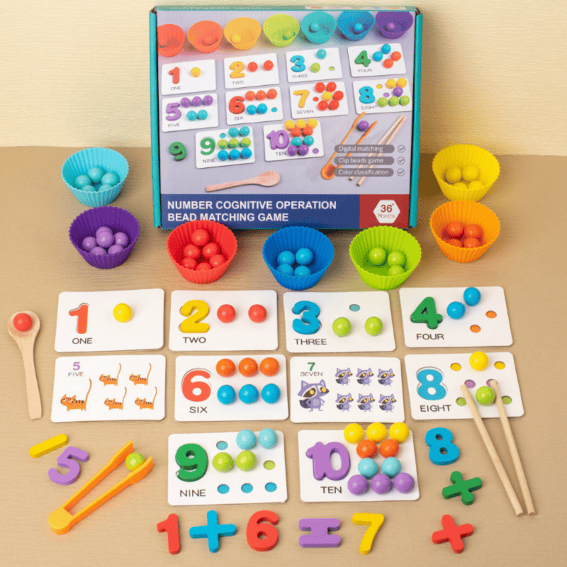 Montessori - nummers op kleur sorteren om te leren tellen