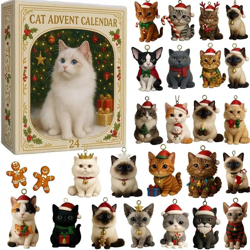 Feestelijke adventskalender met 24 vrolijke katten