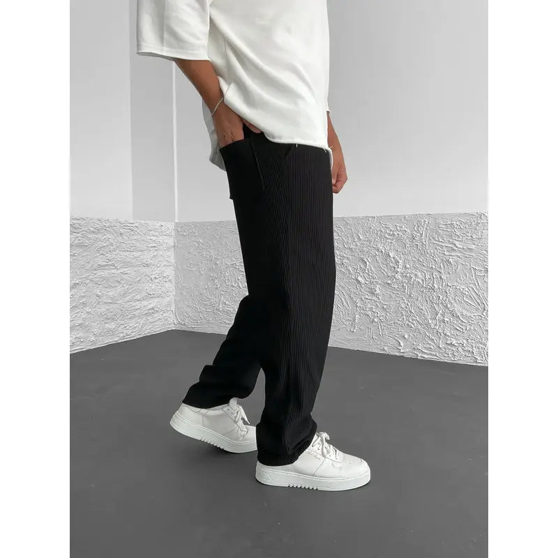 Ribbed relaxed fit broek